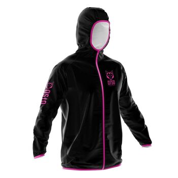 Coupe-vent imperméable unisexe noir et rose fluo 1