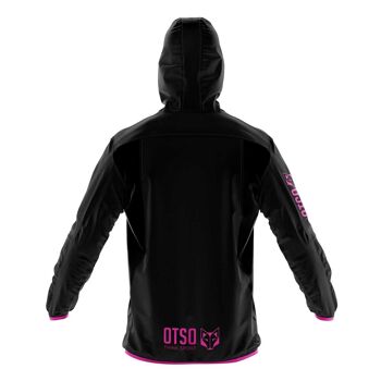 Coupe-vent imperméable unisexe noir et rose fluo 2