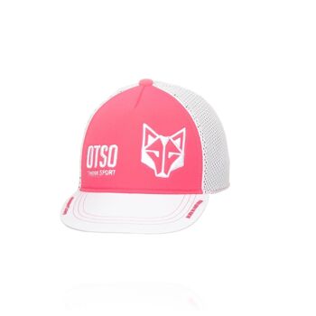 Casquette snapback rose fluo et blanche 1