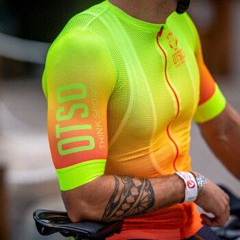 Maillot Cyclisme Manches Courtes Homme Orange Fluo 3