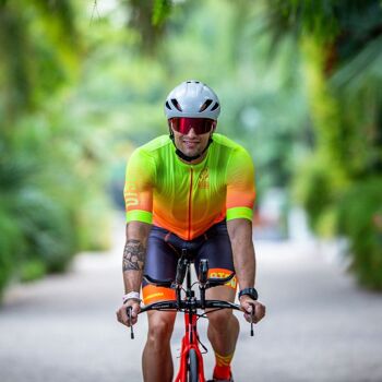 Maillot Cyclisme Manches Courtes Homme Orange Fluo 4