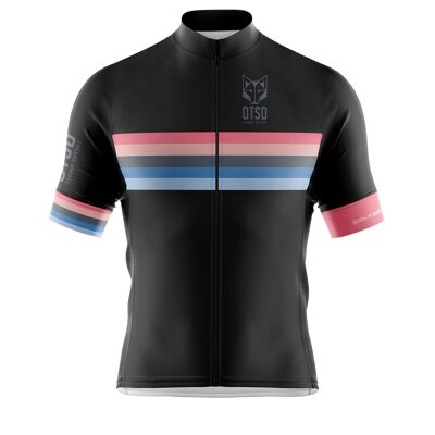 Men's Short Sleeve Cycling Jersey Stripes Black