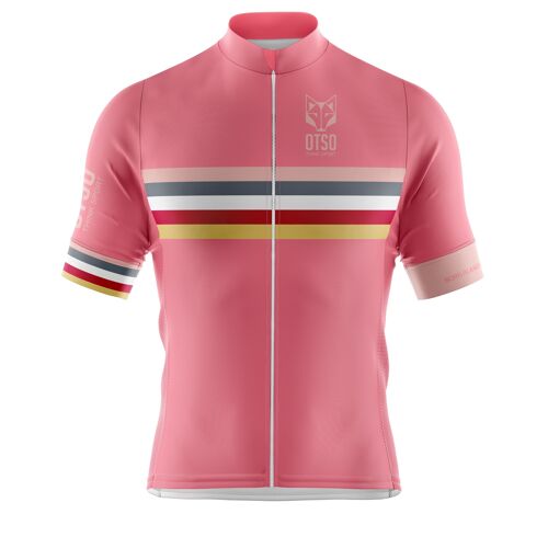 Maillot de Ciclismo Manga Corta Hombre Stripes Coral Pink