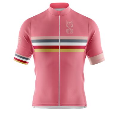 Men's Short Sleeve Cycling Jersey Stripes Coral Pink