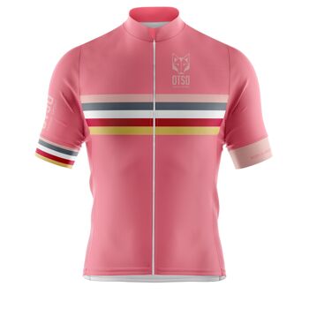 Maillot Cyclisme Homme Manches Courtes Stripes Rose Corail 1