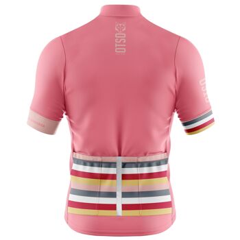 Maillot Cyclisme Homme Manches Courtes Stripes Rose Corail 2