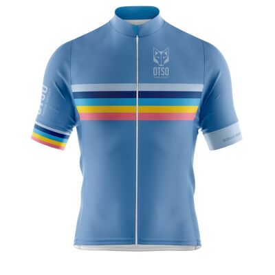 Men's Short Sleeve Cycling Jersey Stripes Steel Blue