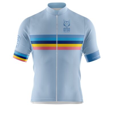 Maillot Cyclisme Manches Courtes Homme Stripes Turquoise