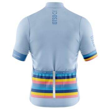 Maillot Cyclisme Manches Courtes Homme Stripes Turquoise 2