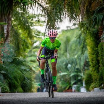 Maillot Cyclisme Femme Manches Courtes Vert Fluo 5