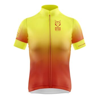 Maillot Cyclisme Femme Orange Fluo Manches Courtes 1