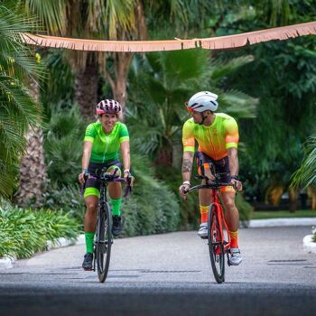Maillot Cyclisme Femme Orange Fluo Manches Courtes 3