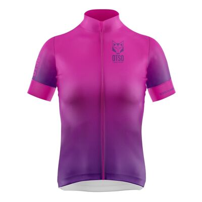 Maillot Cyclisme Femme Rose Fluo Manches Courtes