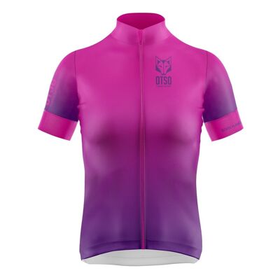 Kurzarm-Radtrikot für Damen in Fluo Pink