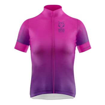 Maillot Cyclisme Femme Rose Fluo Manches Courtes 1