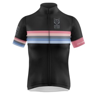 Women's Short Sleeve Cycling Jersey Stripes Black