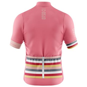 Maillot Cyclisme Femme Manches Courtes Rayures Rose Corail 2
