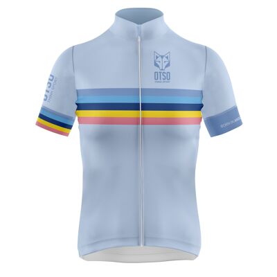 Women's Short Sleeve Cycling Jersey Stripes Turquoise