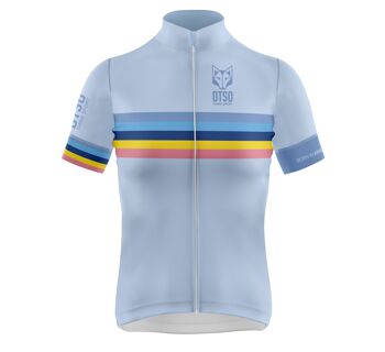 Maillot Cyclisme Femme Manches Courtes Stripes Turquoise 1