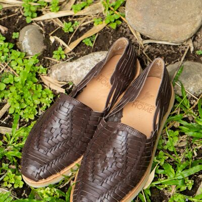 Handmade Leather Huarache Sandals for Men | dark brown