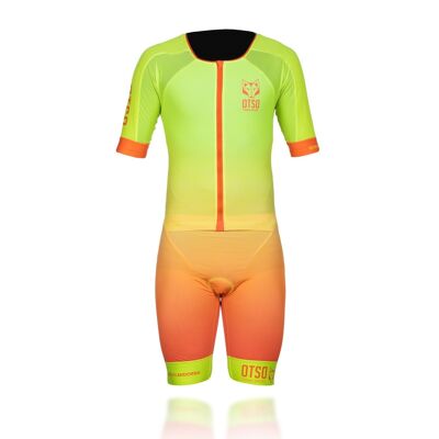 Tuta da triathlon da uomo giallo fluo e arancione fluo