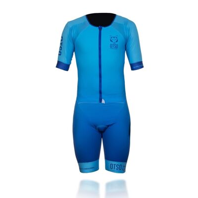 Tuta da triathlon azzurra e blu elettrico da uomo