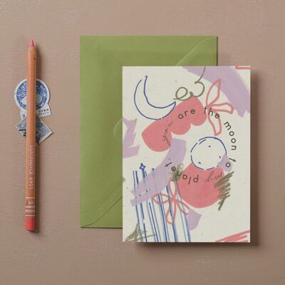 Luna a mi tarjeta del planeta | tarjeta de amor | Tarjeta de aniversario | Tarjeta de compromiso | Tarjeta del día de San Valentín