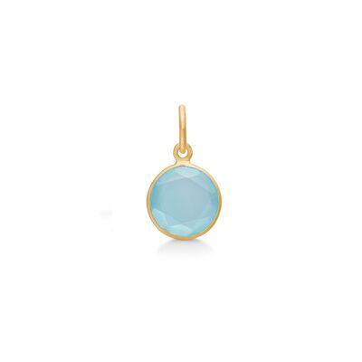 Katzenanhänger Aqua Chalcedon vergoldet