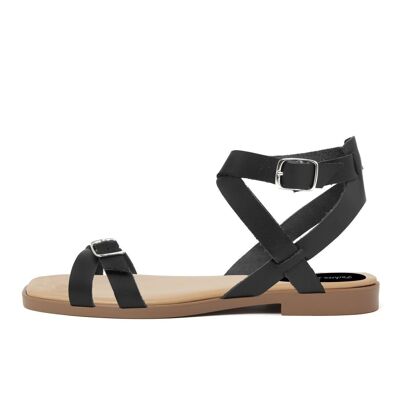 Flat sandals Made in Italy in Black leather - FAG_23112MQH_NERO