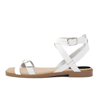 Flache Sandalen aus weißem Leder, hergestellt in Italien – FAG_23112MQH_BIANCO