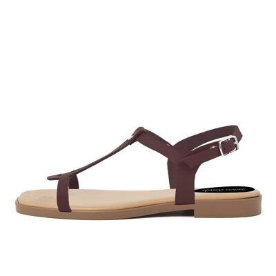Flat sandals Made in Italy in brown leather - FAG_23110MQH_TMORO