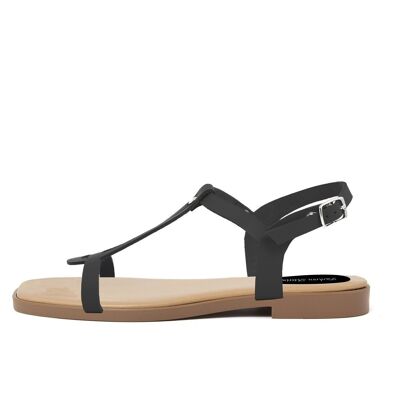 Flat sandals Made in Italy in Black leather - FAG_23110MQH_NERO