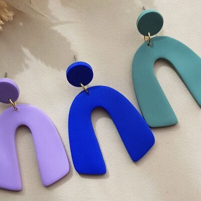 Statement earrings, lilac, blue and sage