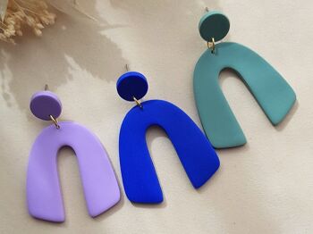 Boucles d'oreilles tendance, lilas, bleu et sauge 1