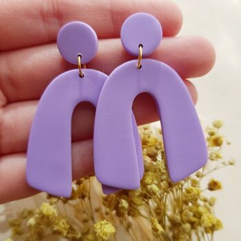 Boucles d'oreilles tendance, lilas, bleu et sauge 6