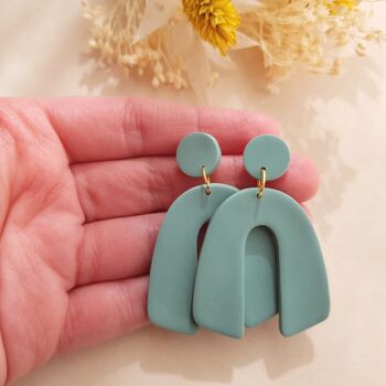 Boucles d'oreilles tendance, lilas, bleu et sauge 8