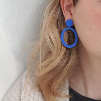 Hanging statement earrings in blue, drop earrings