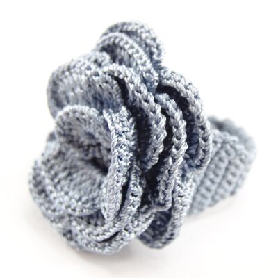 Textile lace ring, pearl gray color