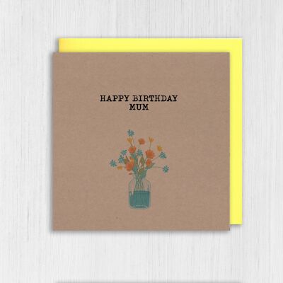 Carte anniversaire maman kraft : Fleurs