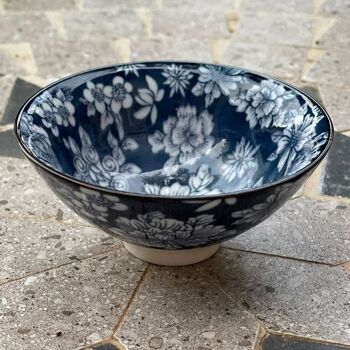 Mug en porcelaine bleue avec fleurs 50 ml 2