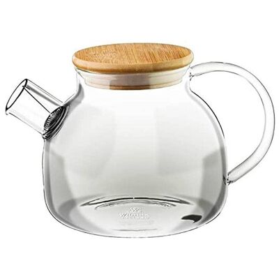 Glass teapot with filter and bamboo lid 1 litre