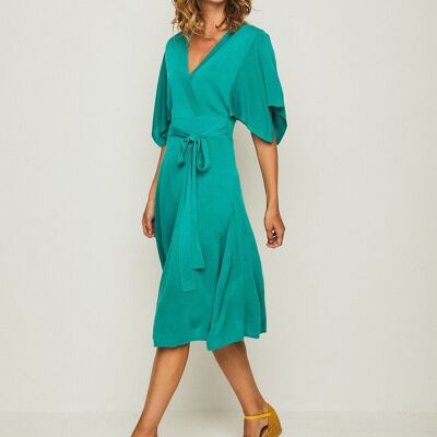 VESTITO MIDI CUORE VERDE