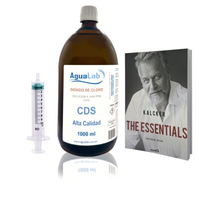 Chlorine dioxide 3000 ppm - 1 liter - Includes syringe and book The Essentials - Agualab