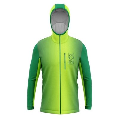 Unisex-Sport-Hoodie in Waldgrün und Fluo-Grün