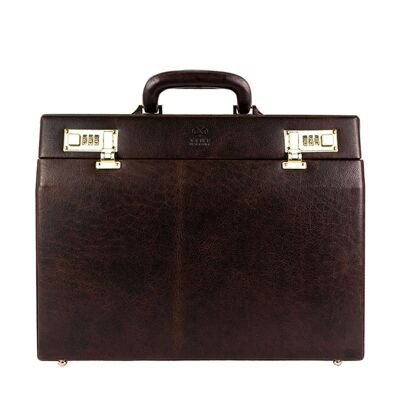 Leather Attaché Case Briefcase - The Golden Bowl