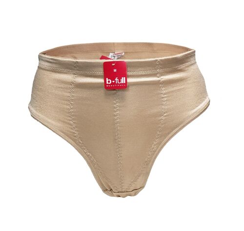 Underwear - Silky corrective beige B-Full thongs with high waist