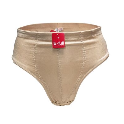 Underwear - Silky corrective beige B-Full thongs with high waist