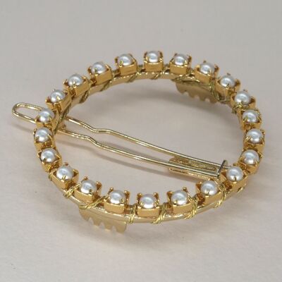 Pearly beads round barrette - Tabata