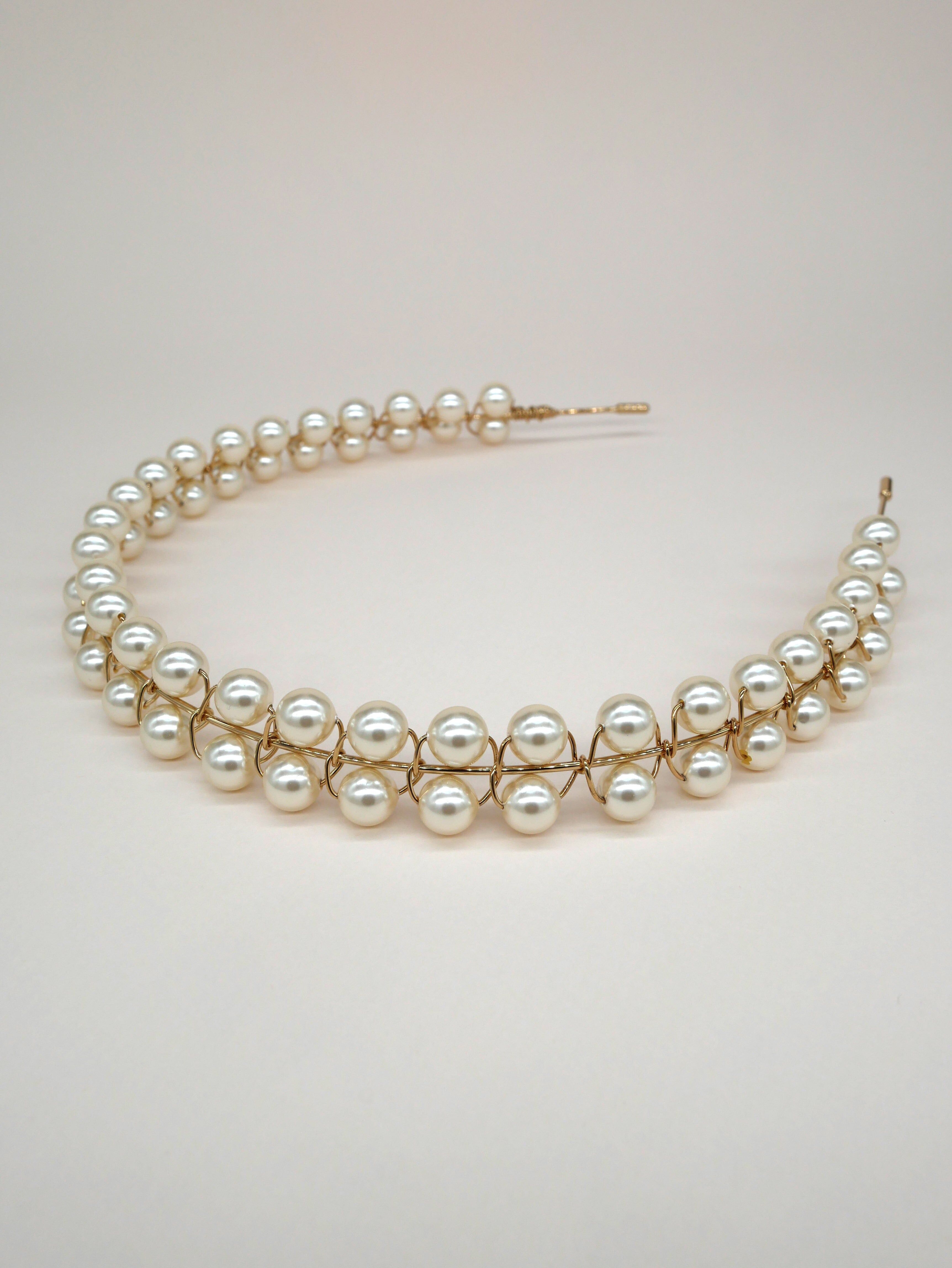 Cerchietto di perle perlate - Marielle