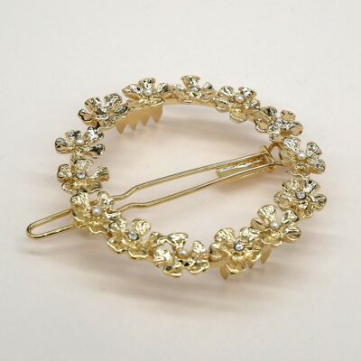 Round flower barrette - Golden Olivia (5 cm)